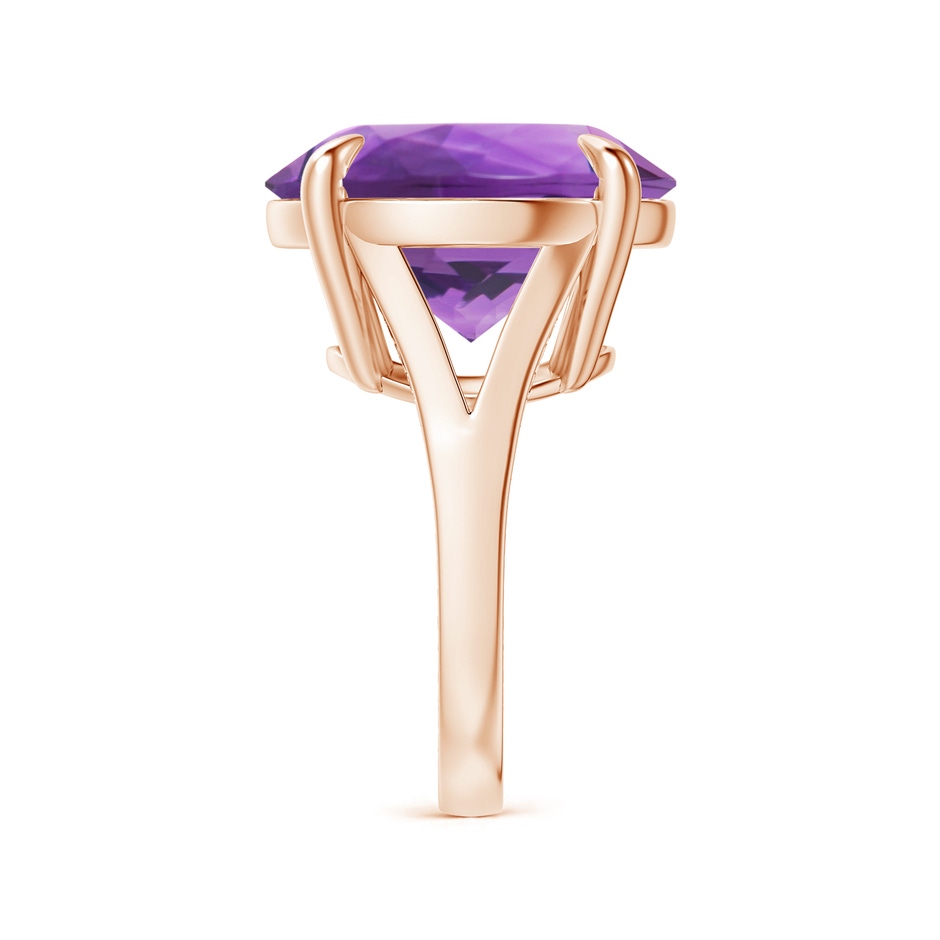 18x18mm AAA Claw-Set GIA Certified Solitaire Round Amethyst Split Shank Ring with Scrollwork in Rose Gold side-2