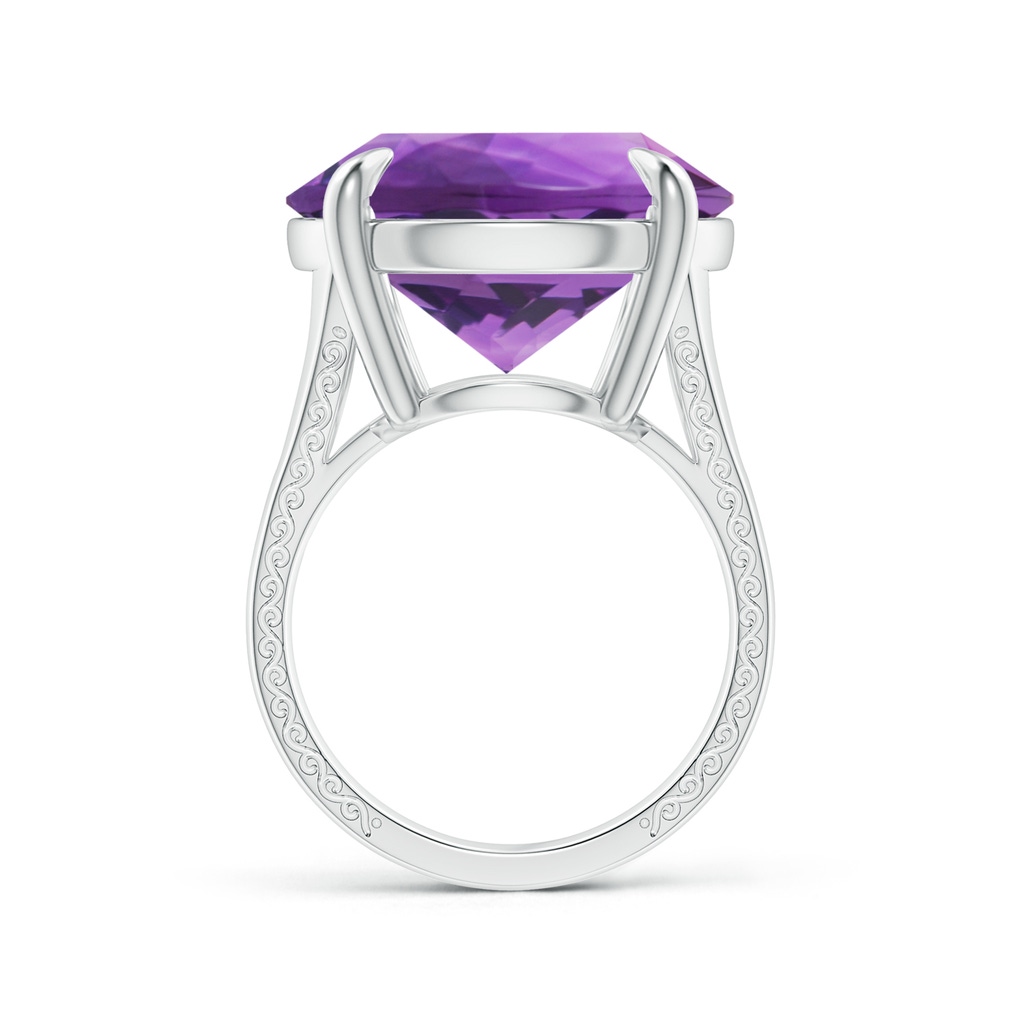 18x18mm AAA Claw-Set GIA Certified Solitaire Round Amethyst Split Shank Ring with Scrollwork in White Gold Side-1