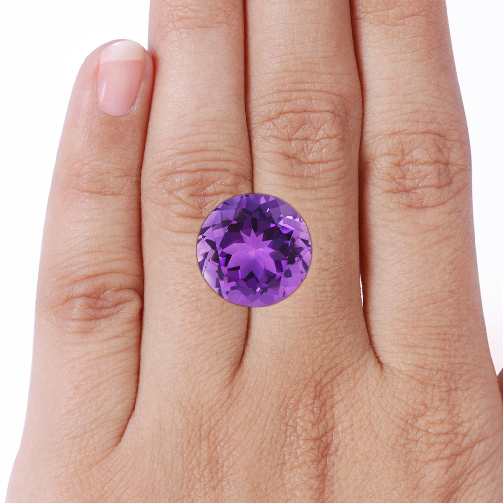 18x18mm AAA Claw-Set GIA Certified Solitaire Round Amethyst Split Shank Ring with Scrollwork in White Gold - stone_body
