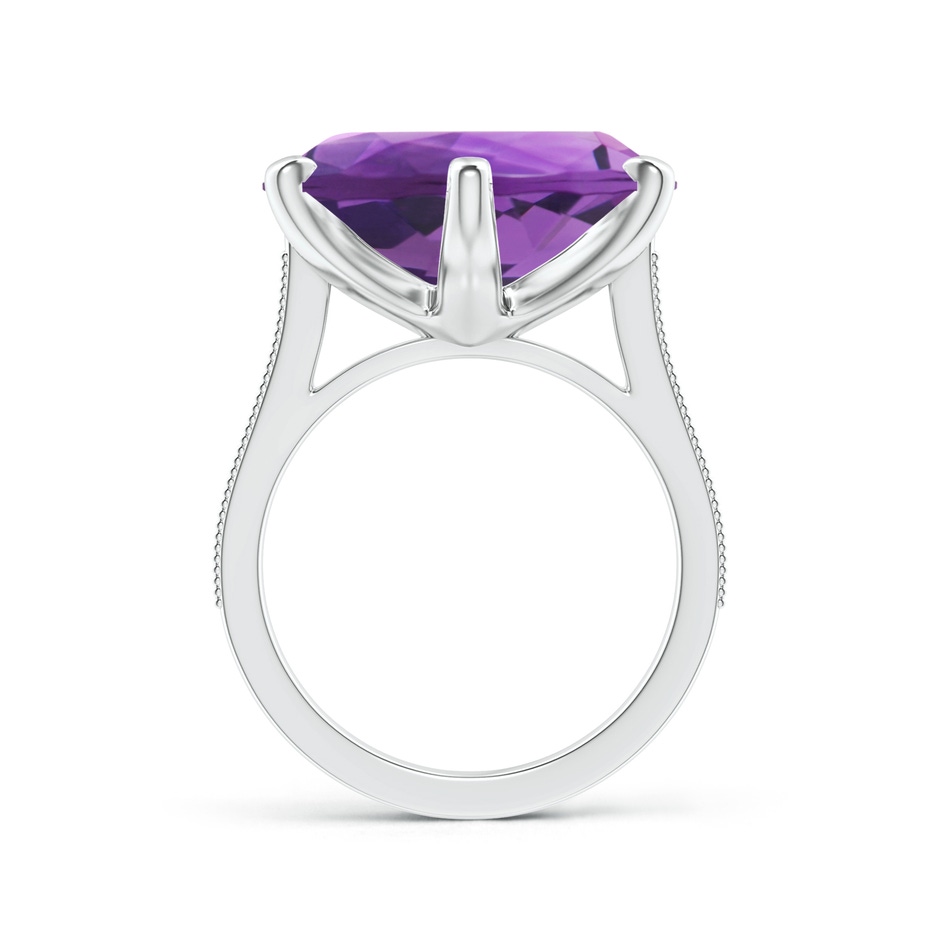 18x18mm AAA Peg-Set GIA Certified Round Amethyst Ring with Milgrain  in 18K White Gold side-1