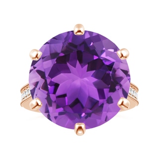 18x18mm AAA Peg-Set GIA Certified Round Amethyst Ring with Milgrain  in 9K Rose Gold