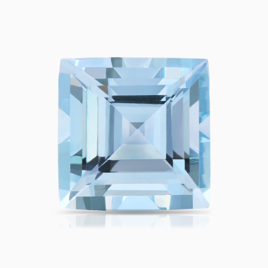 7.08mm AAAA Prong-Set GIA Certified Solitaire Square Aquamarine Bypass Ring with Leaf Motifs  in P950 Platinum Stone