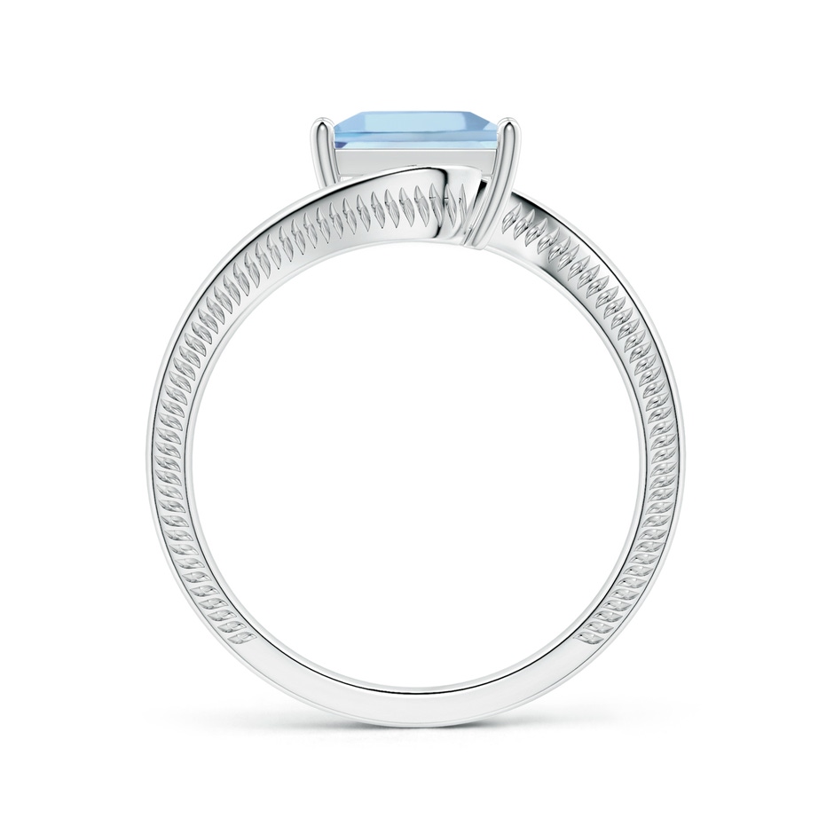 7.08mm AAAA Prong-Set GIA Certified Solitaire Square Aquamarine Bypass Ring with Leaf Motifs  in White Gold Side-1