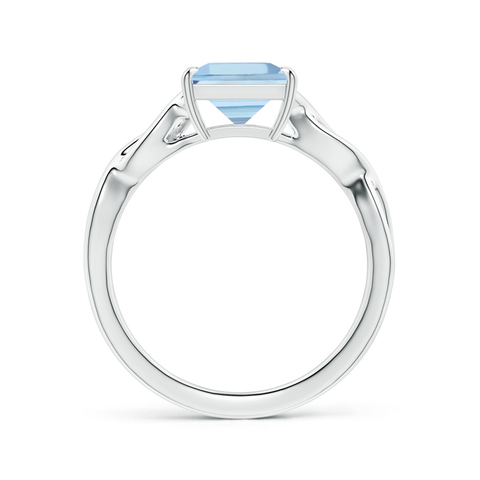 7.08mm AAAA Claw-Set GIA Certified Solitaire Square Aquamarine Twisted Shank Ring  in P950 Platinum Side-1