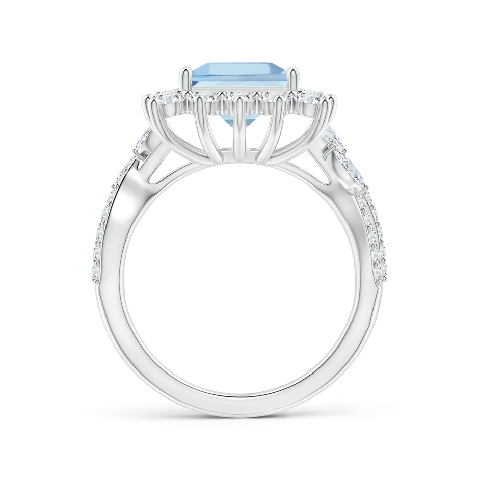 7.08mm AAAA Princess Diana Inspired GIA Certified Square Aquamarine Ring with Halo in P950 Platinum Side-1