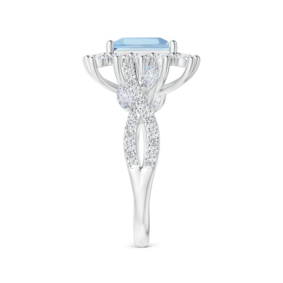 7.08mm AAAA Princess Diana Inspired GIA Certified Square Aquamarine Ring with Halo in P950 Platinum Side-2