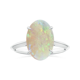 13.46x8.31x4.12mm AAA Claw-Set GIA Certified Solitaire Oval Opal Ring with Knife Edge Shank  in 18K White Gold