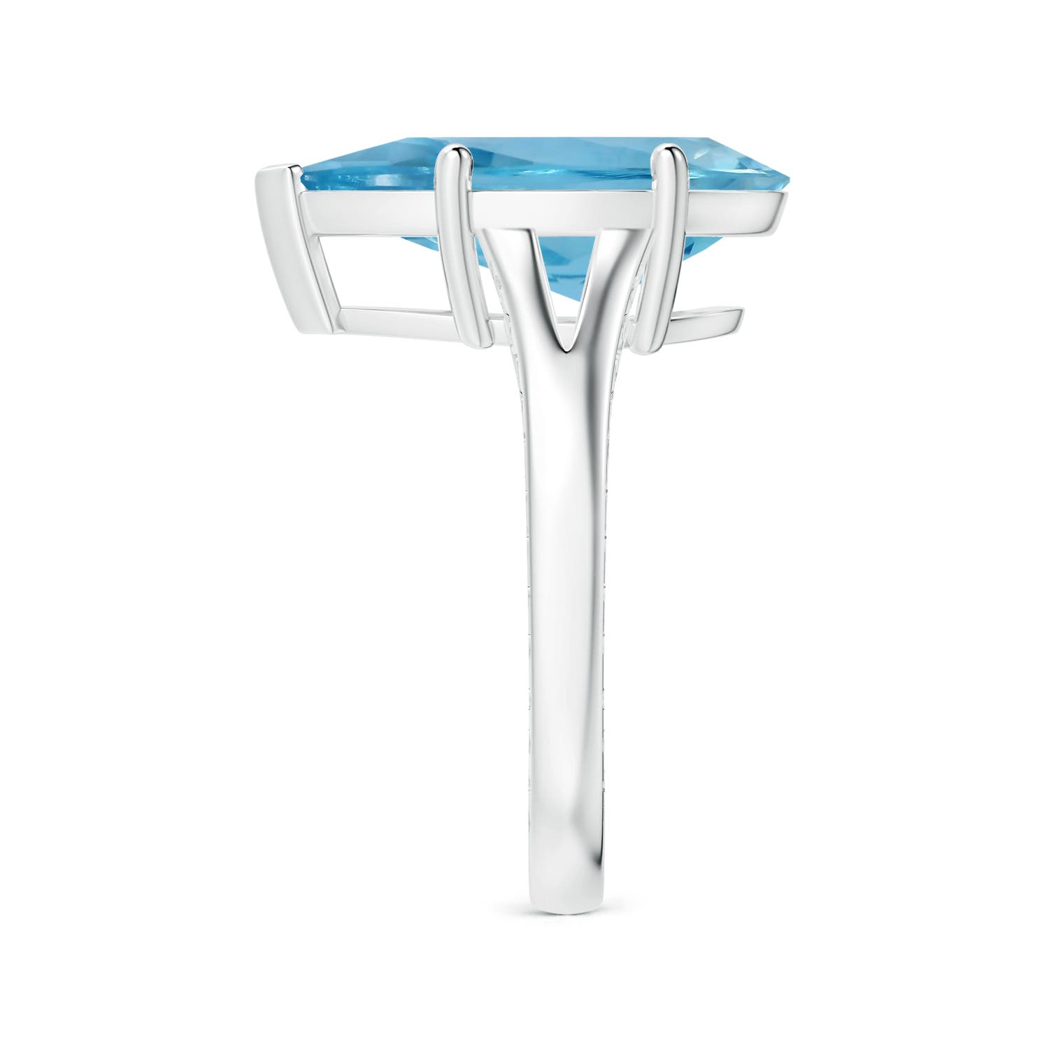 15.11x10.14x5.61mm AAAA GIA Certified Solitaire Pear-Shaped Aquamarine Split Shank Ring with Scrollwork in White Gold - side 5