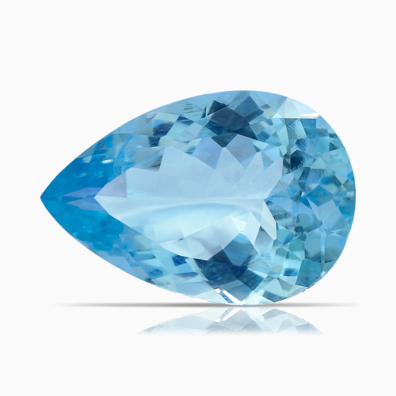 15.11x10.14x5.61mm AAAA GIA Certified Solitaire Pear-Shaped Aquamarine Split Shank Ring with Scrollwork in White Gold - stone