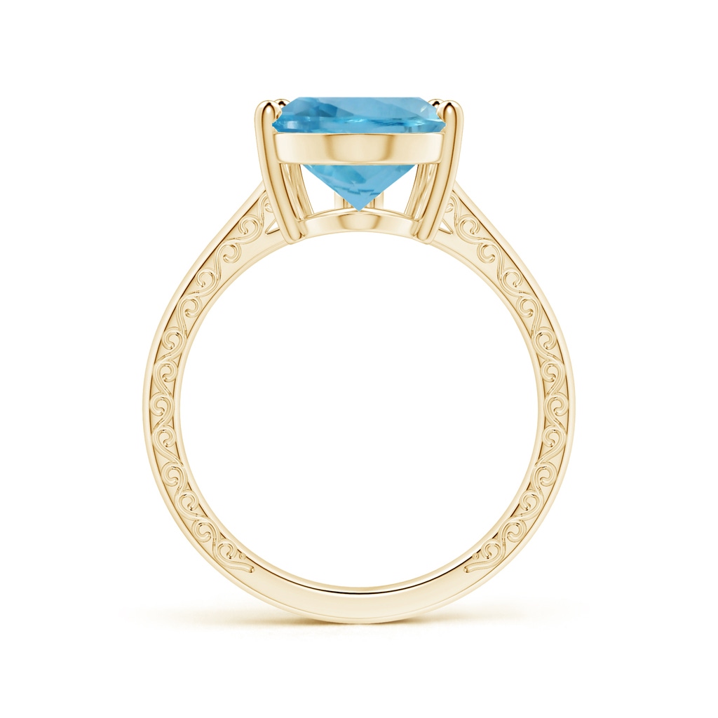 15.11x10.14x5.61mm AAAA GIA Certified Solitaire Pear-Shaped Aquamarine Split Shank Ring with Scrollwork in Yellow Gold - side 199