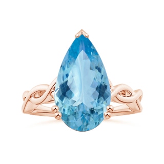 15.11x10.14x5.61mm AAAA Double Claw-Set GIA Certified Solitaire Pear-Shaped Aquamarine Twisted Shank Ring in 18K Rose Gold