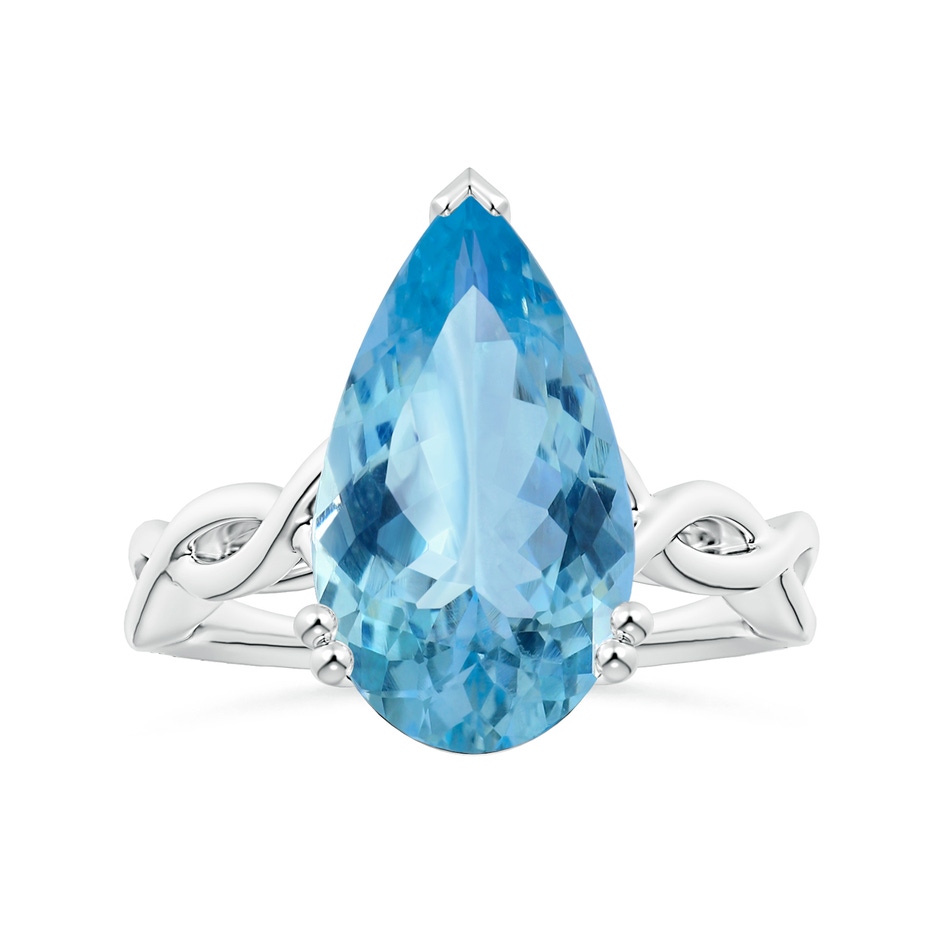 15.11x10.14x5.61mm AAAA Double Claw-Set GIA Certified Solitaire Pear-Shaped Aquamarine Twisted Shank Ring in 18K White Gold 