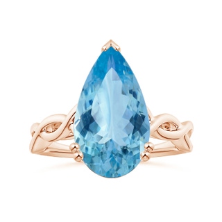 15.11x10.14x5.61mm AAAA Double Claw-Set GIA Certified Solitaire Pear-Shaped Aquamarine Twisted Shank Ring in 9K Rose Gold