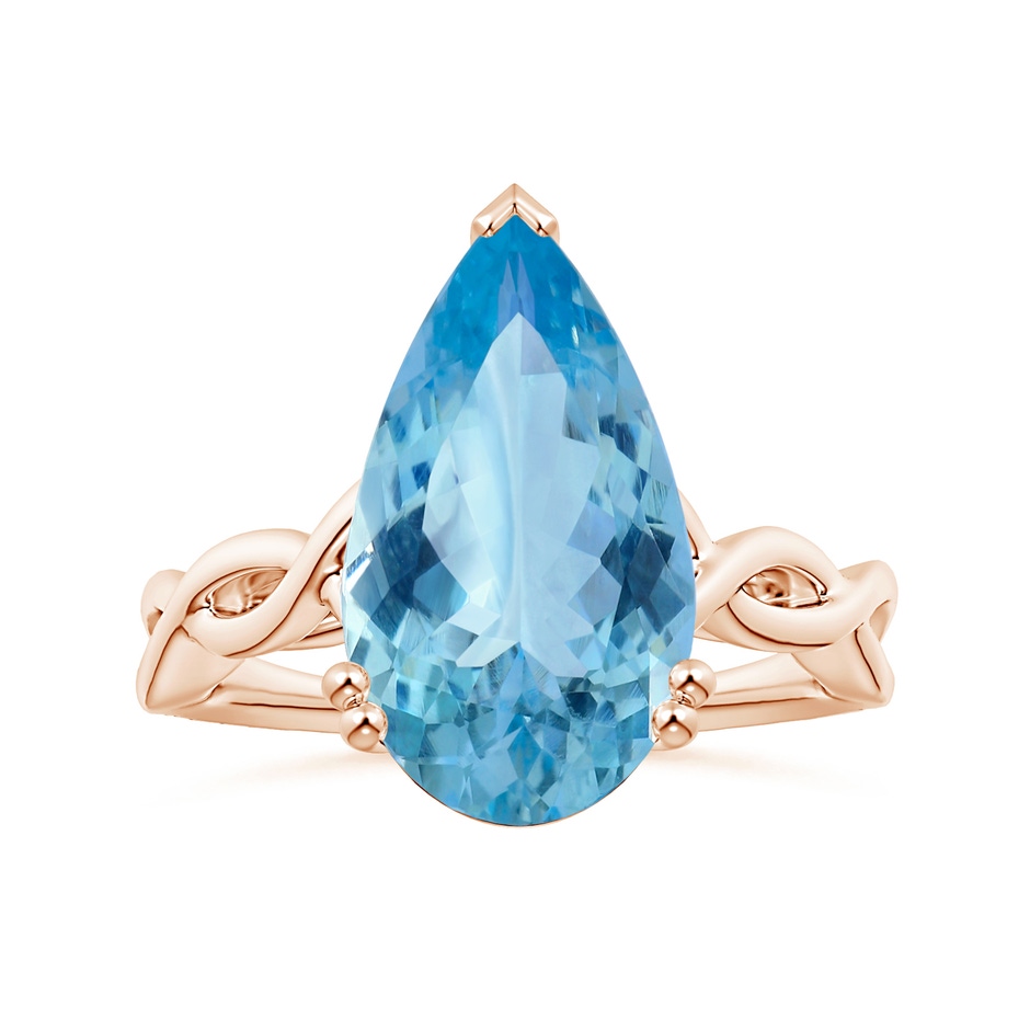 15.11x10.14x5.61mm AAAA Double Claw-Set GIA Certified Solitaire Pear-Shaped Aquamarine Twisted Shank Ring in Rose Gold 