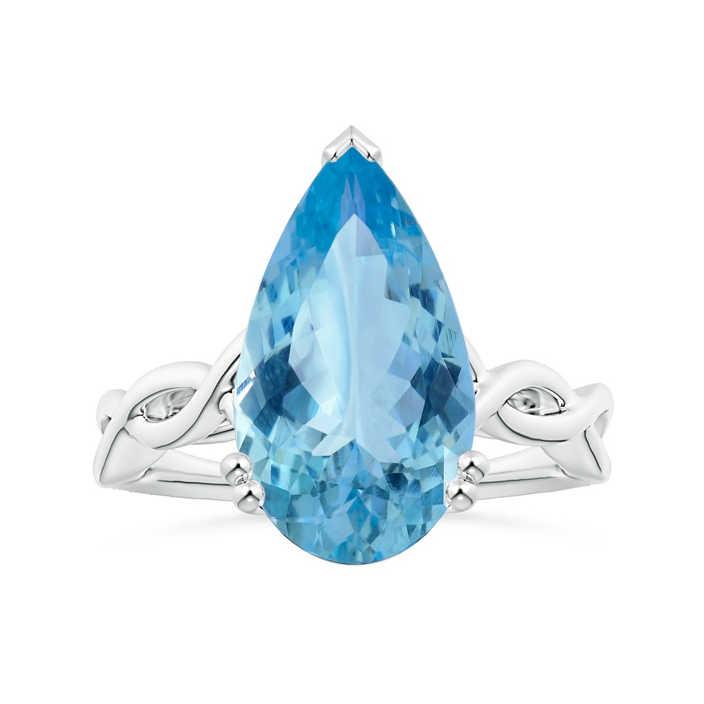 15.11x10.14x5.61mm AAAA Double Claw-Set GIA Certified Solitaire Pear-Shaped Aquamarine Twisted Shank Ring in White Gold