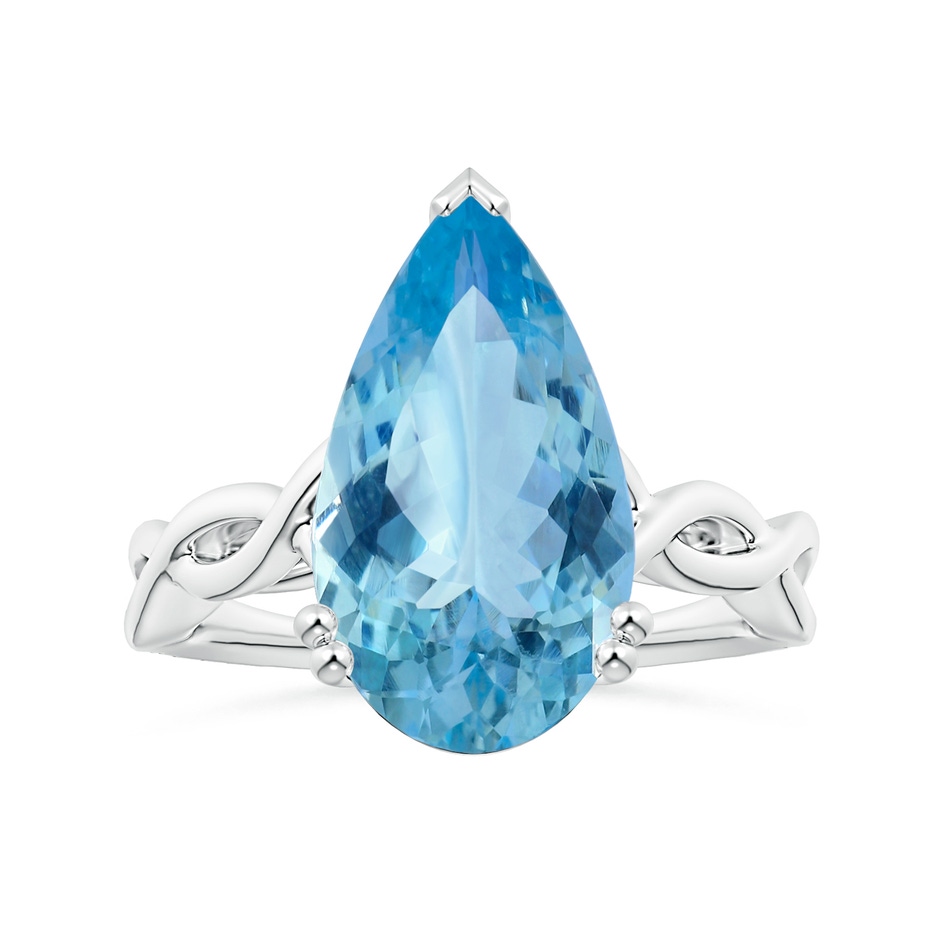 15.11x10.14x5.61mm AAAA Double Claw-Set GIA Certified Solitaire Pear-Shaped Aquamarine Twisted Shank Ring in White Gold 