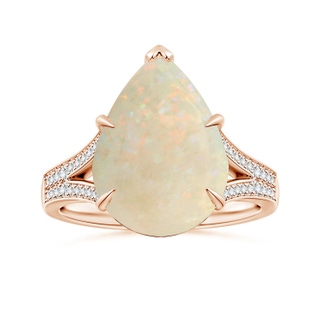 14.07x10.06x3.26mm AAAA Claw-Set GIA Certified Pear-Shaped Opal Split Shank Ring in 10K Rose Gold