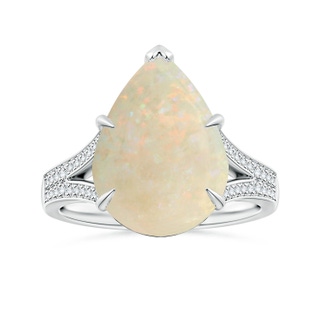 14.07x10.06x3.26mm AAAA Claw-Set GIA Certified Pear-Shaped Opal Split Shank Ring in P950 Platinum