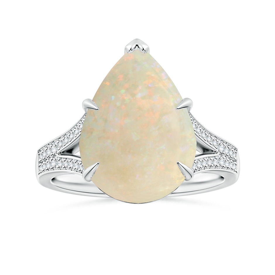 14.07x10.06x3.26mm AAAA Claw-Set GIA Certified Pear-Shaped Opal Split Shank Ring in White Gold 