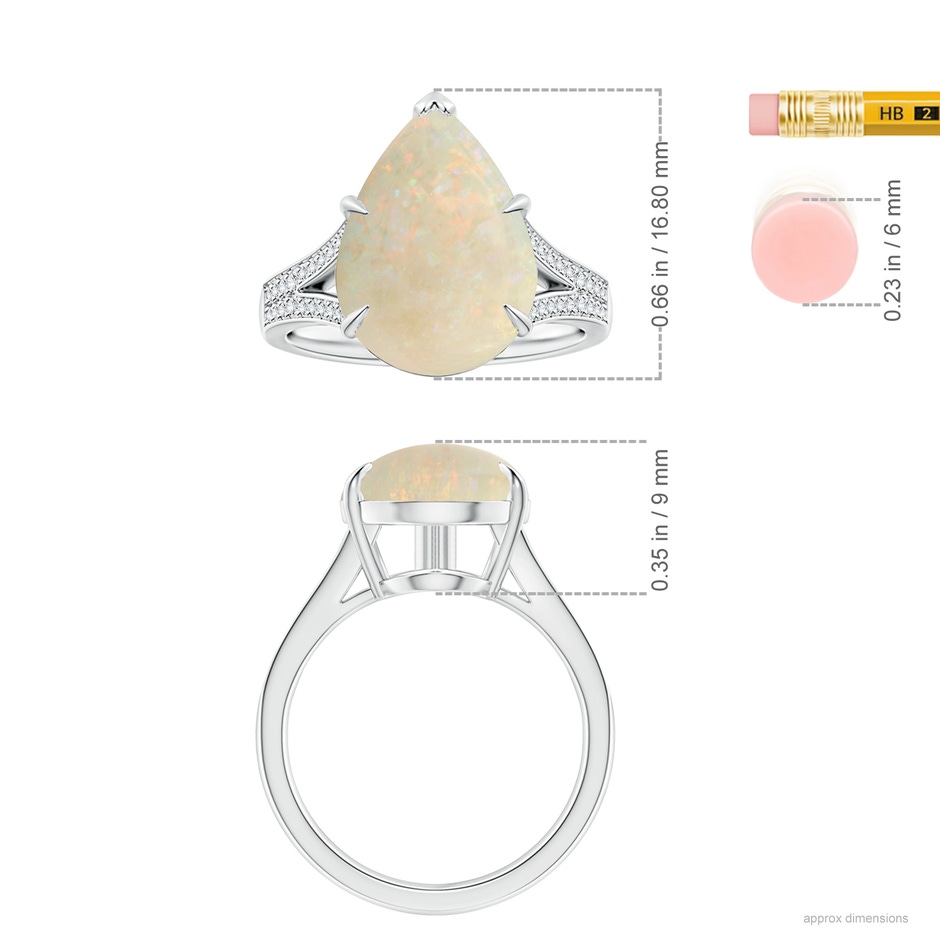 14.07x10.06x3.26mm AAAA Claw-Set GIA Certified Pear-Shaped Opal Split Shank Ring in White Gold ruler