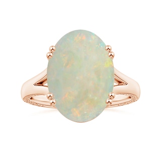 16.15x12.00x4.00mm AAA Scrollwork GIA Certified Double Prong-Set Oval Opal Solitaire Ring in 10K Rose Gold