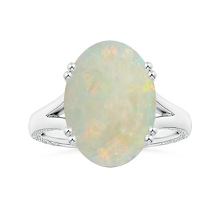 16.15x12.00x4.00mm AAA Scrollwork GIA Certified Double Prong-Set Oval Opal Solitaire Ring in P950 Platinum
