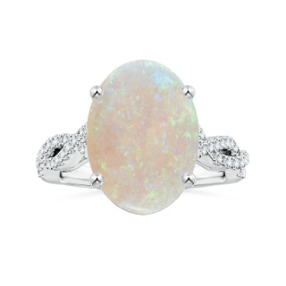 16.81x13.20x3.57mm AA Prong-Set GIA Certified Oval Opal Twisted Shank Ring with Diamonds in P950 Platinum