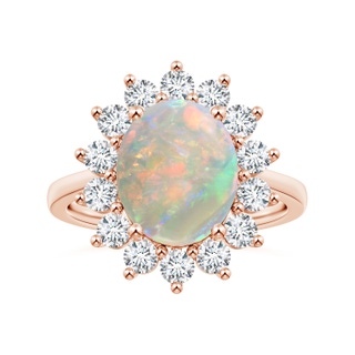 10.66x7.98x2.86mm AAAA Princess Diana Inspired GIA Certified Oval Opal Ring with Halo in 18K Rose Gold