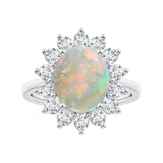 10.66x7.98x2.86mm AAAA Princess Diana Inspired GIA Certified Oval Opal Ring with Halo in P950 Platinum