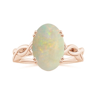 14.26x10.30x4.76mm A Double Claw-Set GIA Certified Solitaire Oval Opal Twisted Shank Ring in 10K Rose Gold