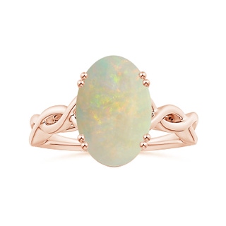 14.26x10.30x4.76mm A Double Claw-Set GIA Certified Solitaire Oval Opal Twisted Shank Ring in 18K Rose Gold
