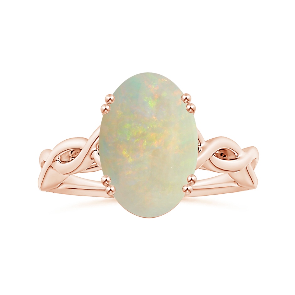 14.26x10.30x4.76mm A Double Claw-Set GIA Certified Solitaire Oval Opal Twisted Shank Ring in 18K Rose Gold 