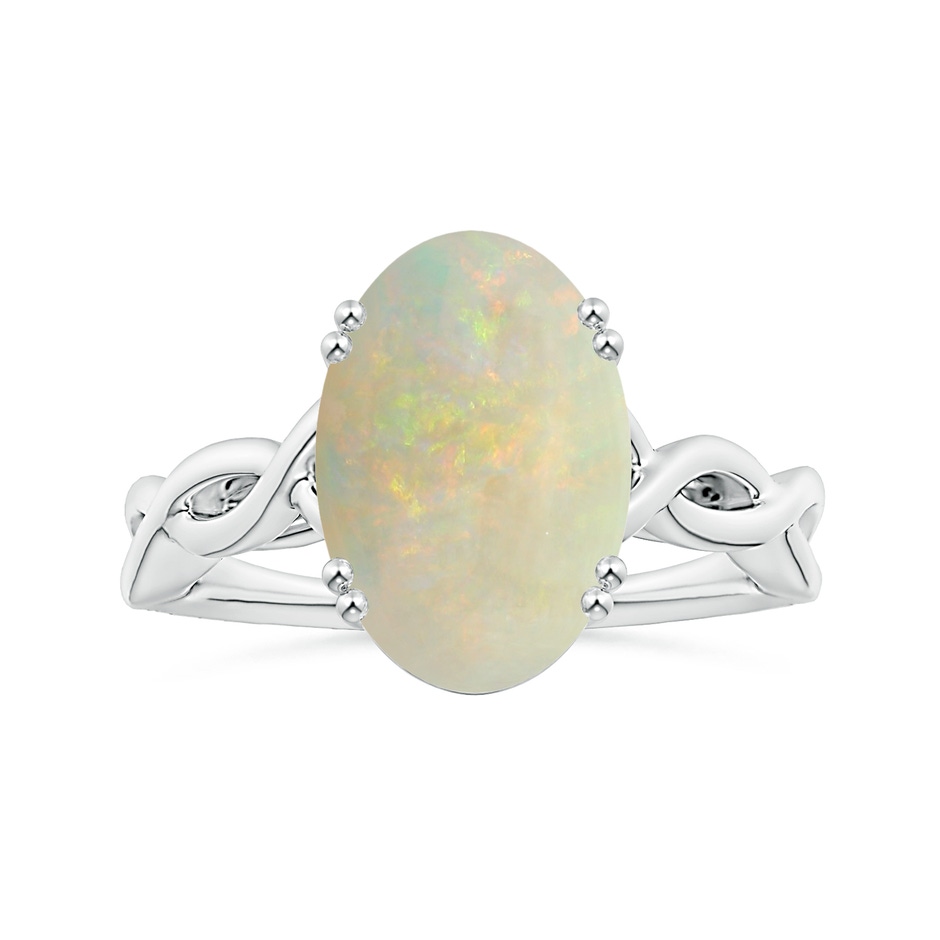 14.26x10.30x4.76mm A Double Claw-Set GIA Certified Solitaire Oval Opal Twisted Shank Ring in White Gold 