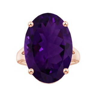 20.08x15.01x8.88mm AAA Prong-Set GIA Certified Solitaire Oval Amethyst Split Shank Ring with Leaf Motifs in 18K Rose Gold