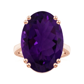 20.08x15.01x8.88mm AAA Double Prong-Set GIA Certified Solitaire Oval Amethyst Ring with Scrollwork in 18K Rose Gold