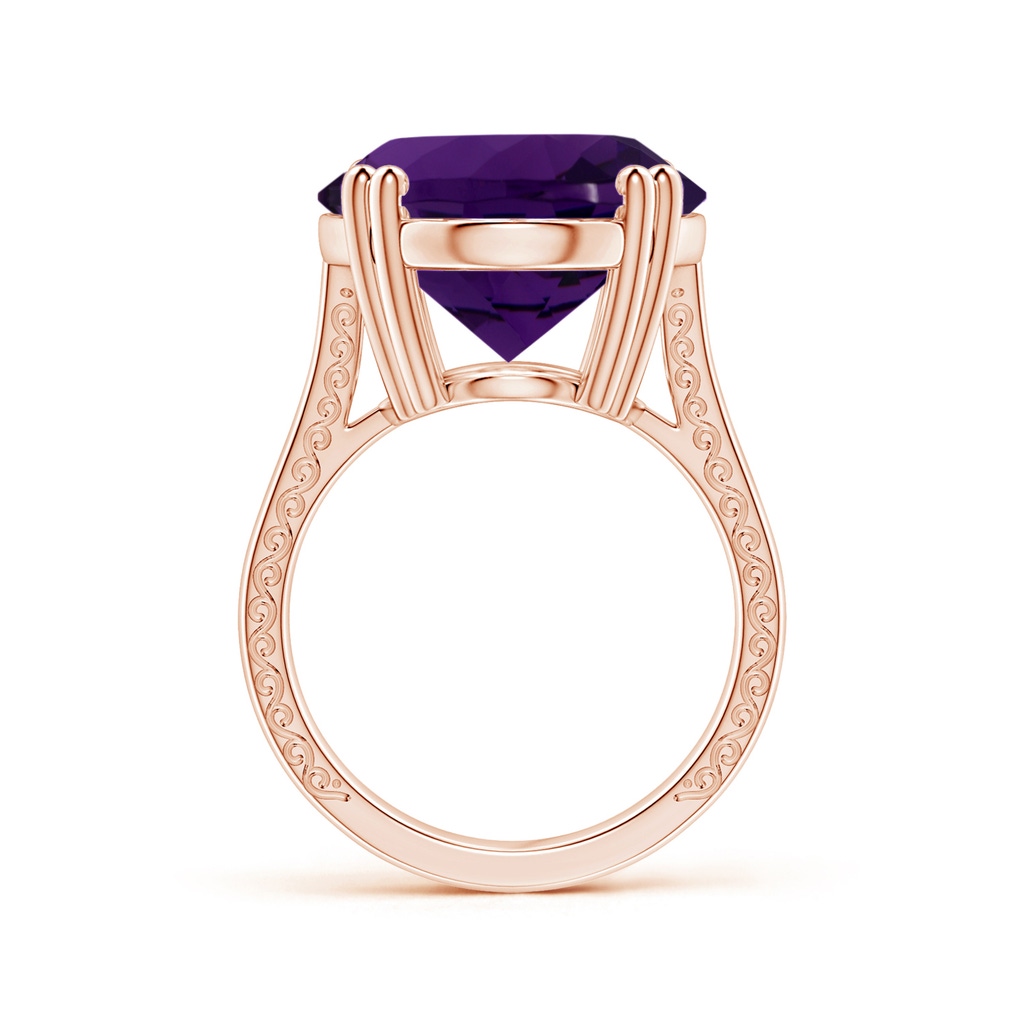 20.08x15.01x8.88mm AAA Double Prong-Set GIA Certified Solitaire Oval Amethyst Ring with Scrollwork in 9K Rose Gold Side 199
