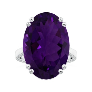 20.08x15.01x8.88mm AAA Double Prong-Set GIA Certified Solitaire Oval Amethyst Ring with Scrollwork in P950 Platinum