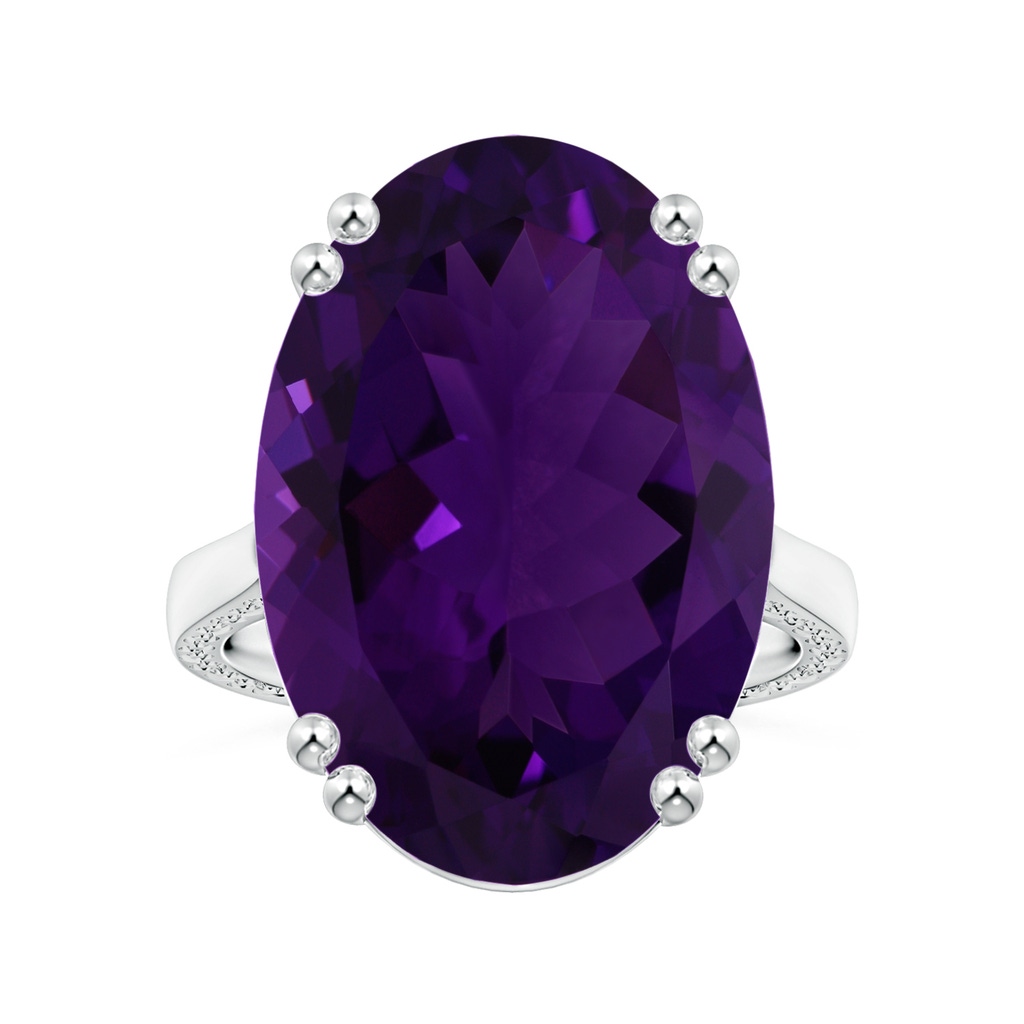 20.08x15.01x8.88mm AAA Double Prong-Set GIA Certified Solitaire Oval Amethyst Ring with Scrollwork in White Gold 