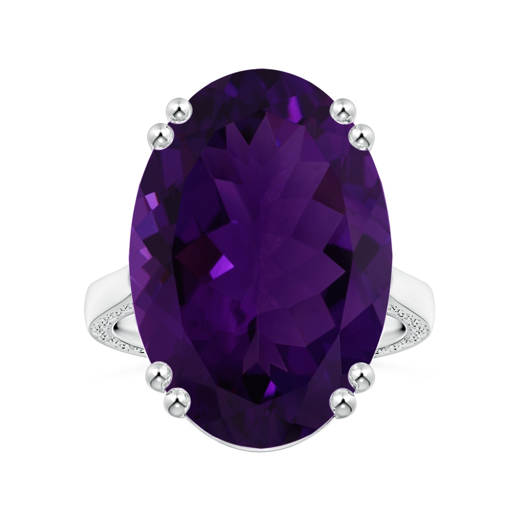 20.08x15.01x8.88mm AAA Double Prong-Set GIA Certified Solitaire Oval Amethyst Ring with Scrollwork in White Gold