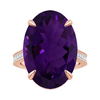 20.08x15.01x8.88mm AAA Claw-Set GIA Certified Oval Amethyst Ring with Milgrain in 9K Rose Gold