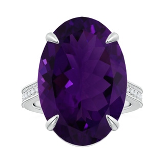 20.08x15.01x8.88mm AAA Claw-Set GIA Certified Oval Amethyst Ring with Milgrain in White Gold
