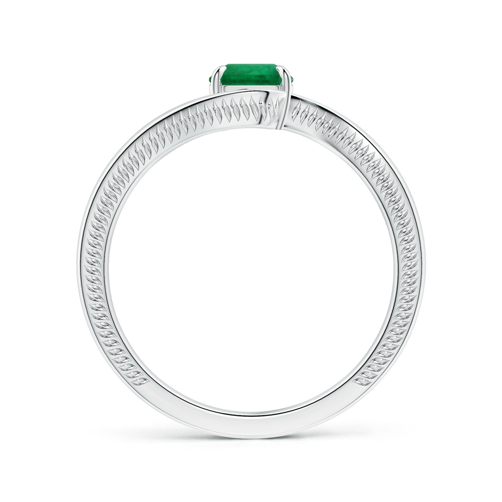 5.52x5.47x4.16mm AAA GIA Certified Solitaire Square Emerald-Cut Emerald Bypass Ring with Leaf Motifs in White Gold Side 199