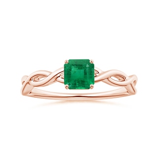 5.41x5.30x4.17mm AAA Prong-Set GIA Certified Solitaire Square Emerald-Cut Emerald Twisted Shank Ring in 18K Rose Gold