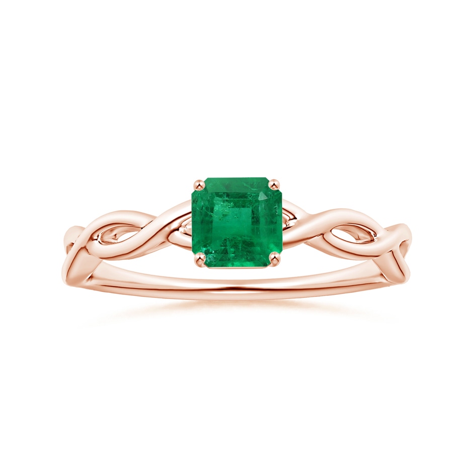 5.41x5.30x4.17mm AAA Prong-Set GIA Certified Solitaire Square Emerald-Cut Emerald Twisted Shank Ring in 18K Rose Gold 