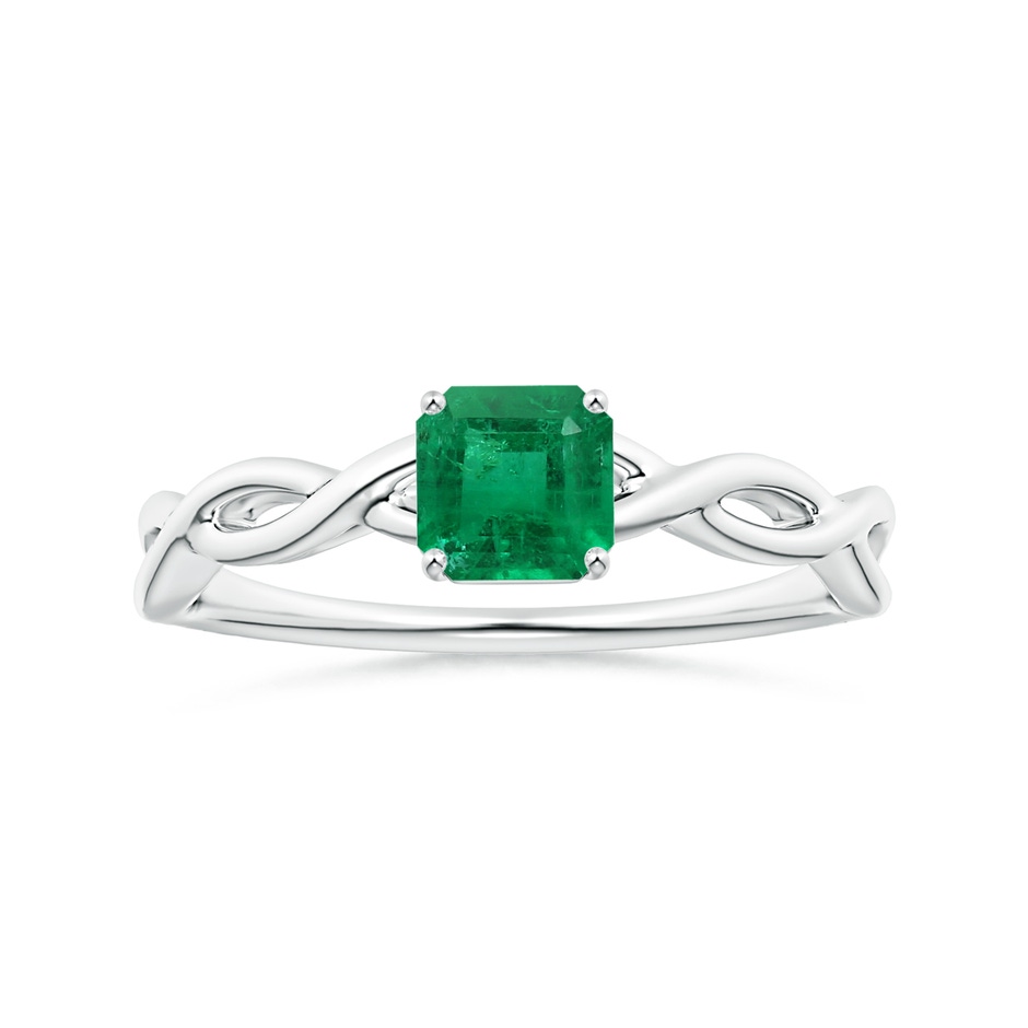 5.41x5.30x4.17mm AAA Prong-Set GIA Certified Solitaire Square Emerald-Cut Emerald Twisted Shank Ring in P950 Platinum 