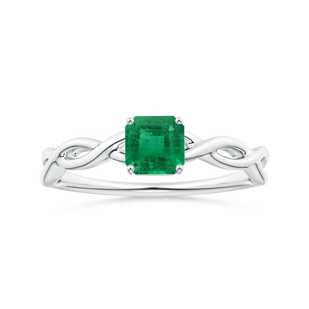 5.41x5.30x4.17mm AAA Prong-Set GIA Certified Solitaire Square Emerald-Cut Emerald Twisted Shank Ring in White Gold