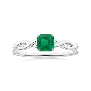 5.41x5.30x4.17mm AAA Prong-Set GIA Certified Solitaire Square Emerald-Cut Emerald Twisted Shank Ring in White Gold