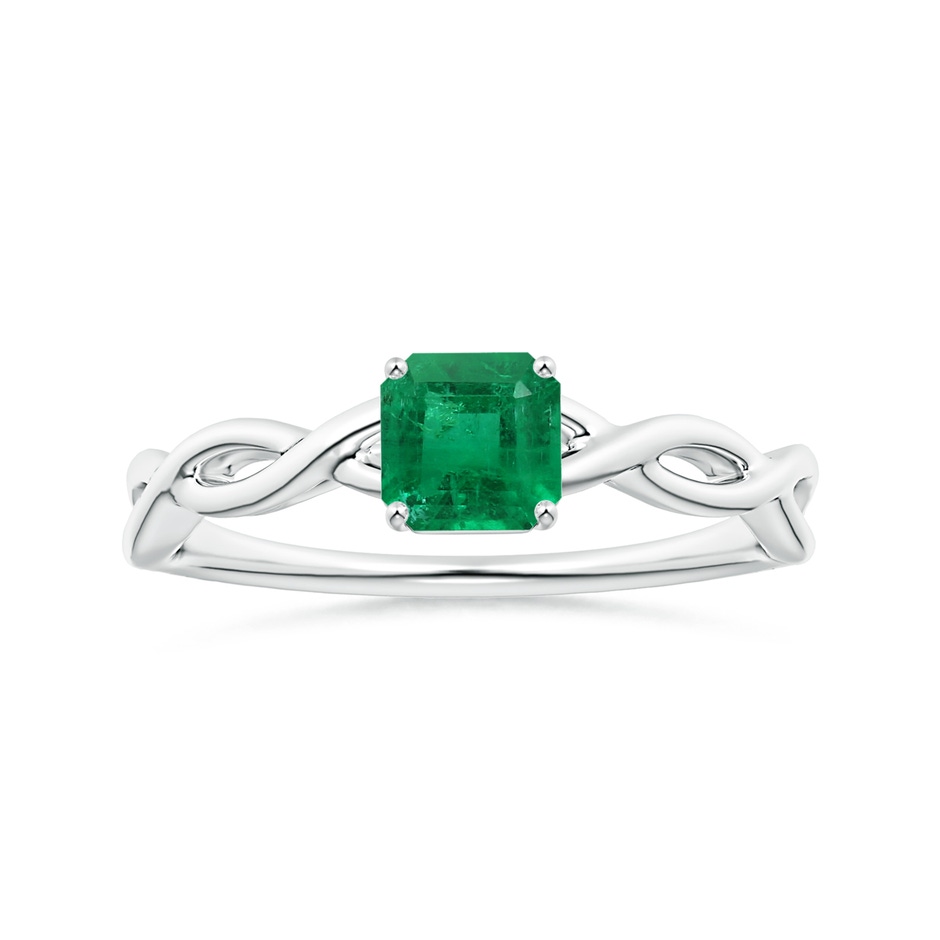 5.41x5.30x4.17mm AAA Prong-Set GIA Certified Solitaire Square Emerald-Cut Emerald Twisted Shank Ring in White Gold 