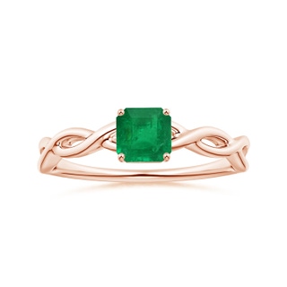 5.52x5.47x4.16mm AAA Prong-Set GIA Certified Solitaire Square Emerald-Cut Emerald Twisted Shank Ring in 18K Rose Gold