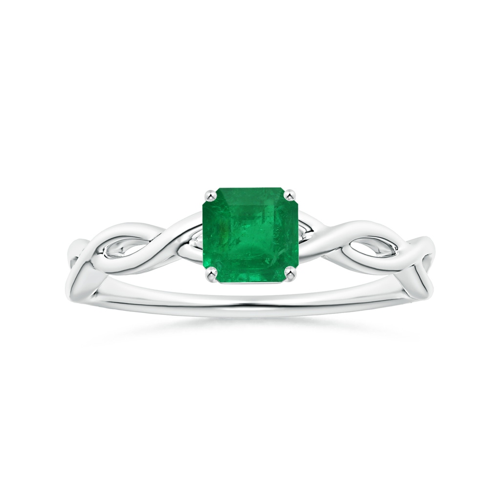 5.52x5.47x4.16mm AAA Prong-Set GIA Certified Solitaire Square Emerald-Cut Emerald Twisted Shank Ring in 18K White Gold 